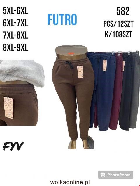 Spodnie damskie ocieplane 582 Mix kolor 5XL-9XL