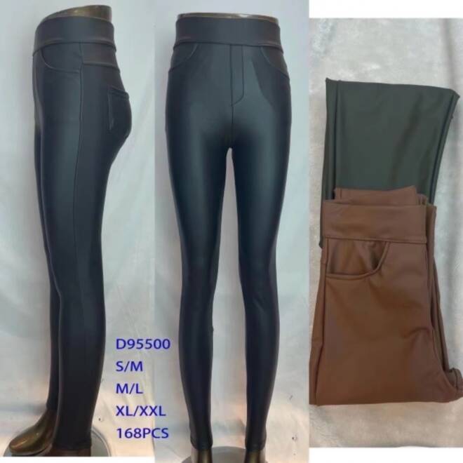 Spodnie z eko-skóry damskie D95500 Mix KOLOR  S-2XL