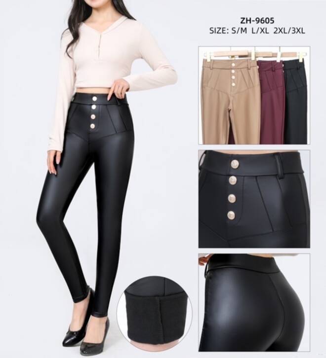 Spodnie z eko-skóry damskie ZH-9605 Mix KOLOR  S-3XL