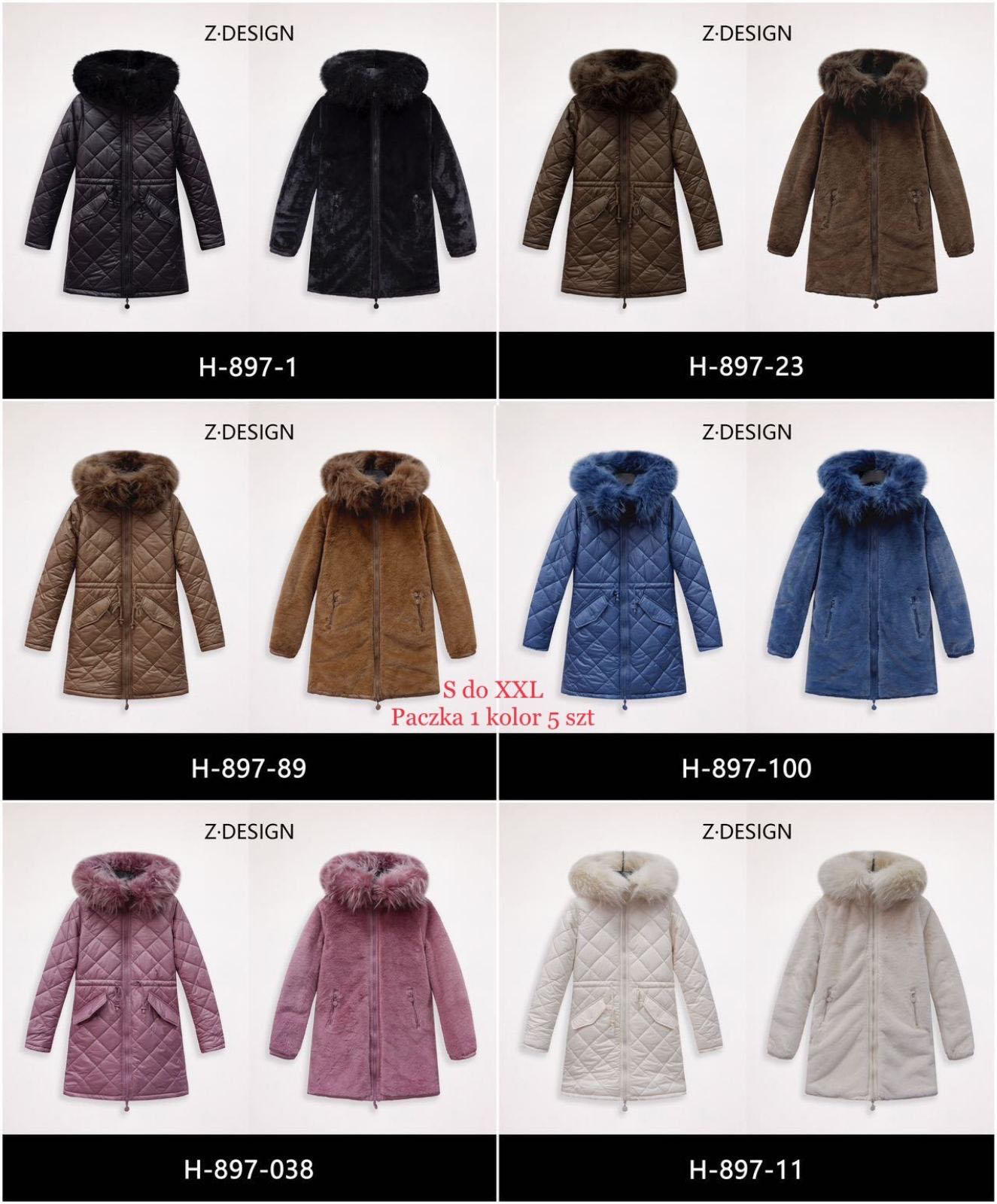 Płaszcze damskie H-897 1 kolor  S-2XL