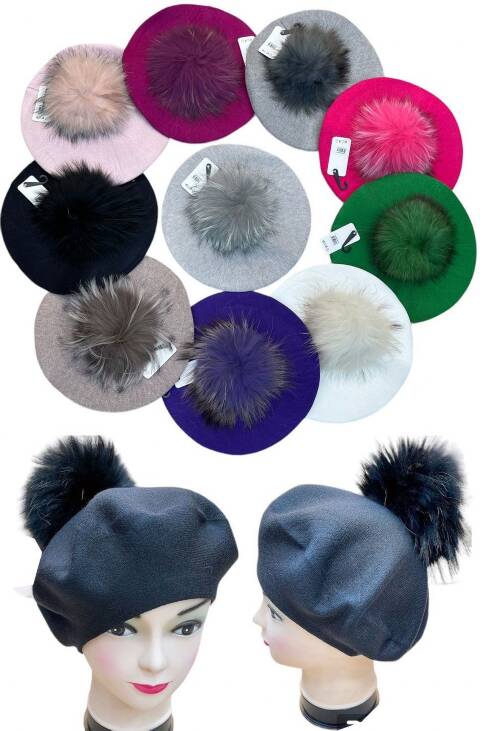 Beret zimowe  damskie 4072 Mix kolor Standard 1