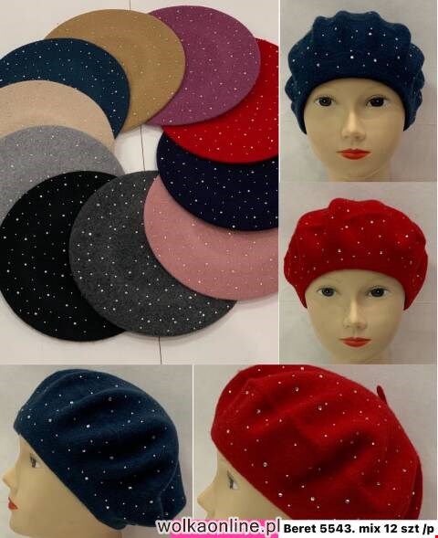 Beret zimowe  damskie 4074 Mix kolor Standard