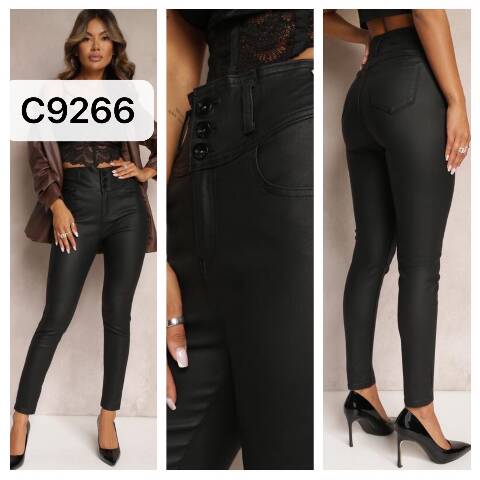 Spodnie z eko-skóry damskie C9266 1 kolor XS-XL