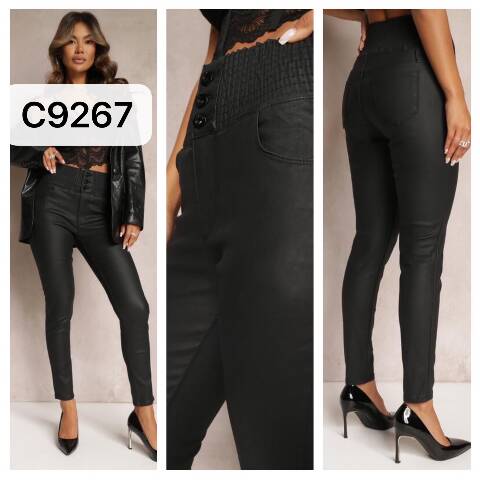 Spodnie z eko-skóry damskie C9267 1 kolor XS-XL