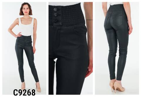 Spodnie z eko-skóry damskie C9268 1 kolor XS-XL