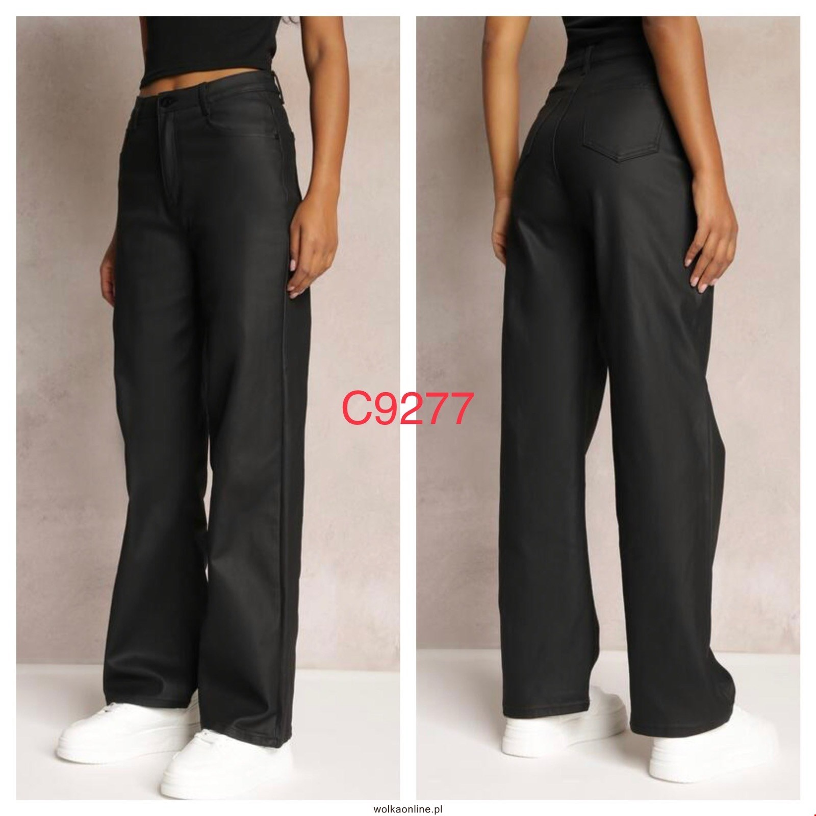 Spodnie z eko-skóry damskie C9277 1 kolor XS-XL