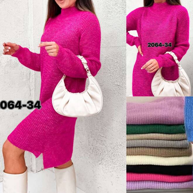 Sukienki sweter damskie 064 MIX KOLOR  Standard