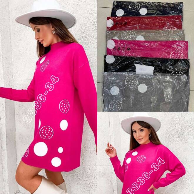 Sukienki sweter damskie 3836 MIX KOLOR  L-2XL