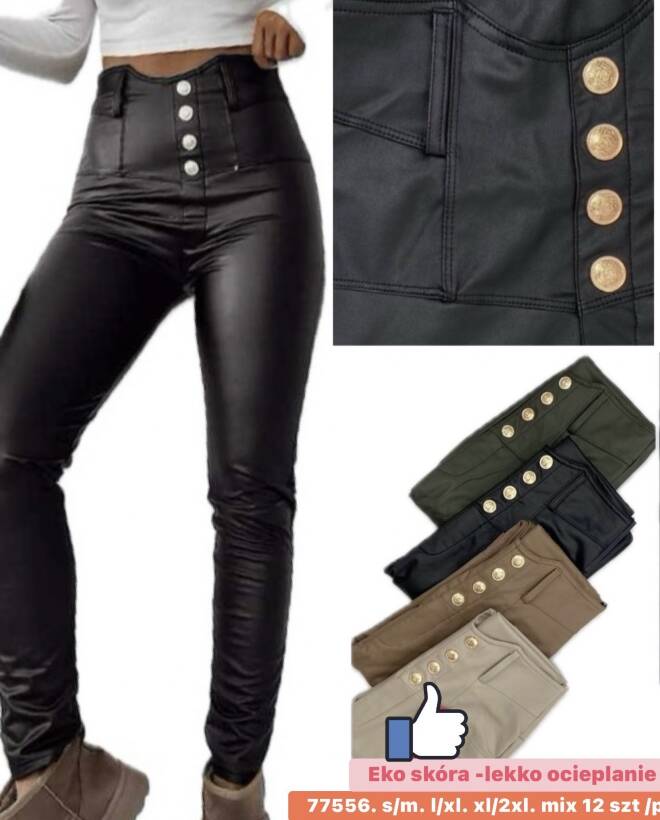 Spodnie z eko-skóry damskie 77556 MIX KOLOR  S-2XL