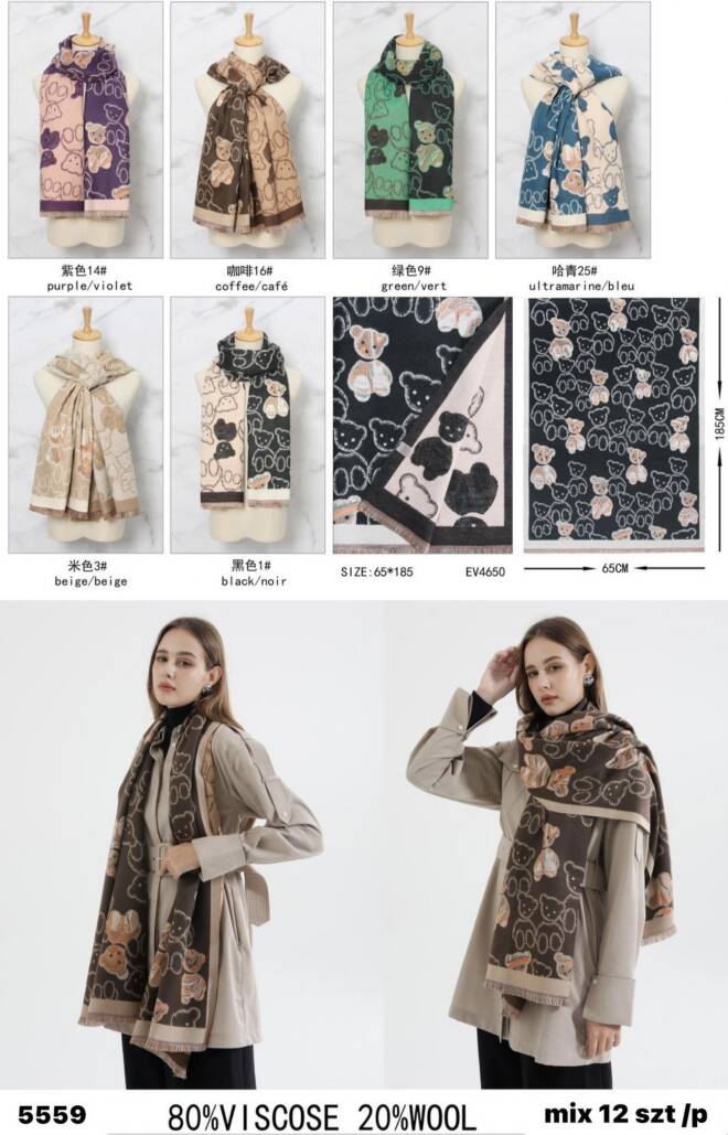 Szaliki damskie 5559 Mix KOLOR  Standard