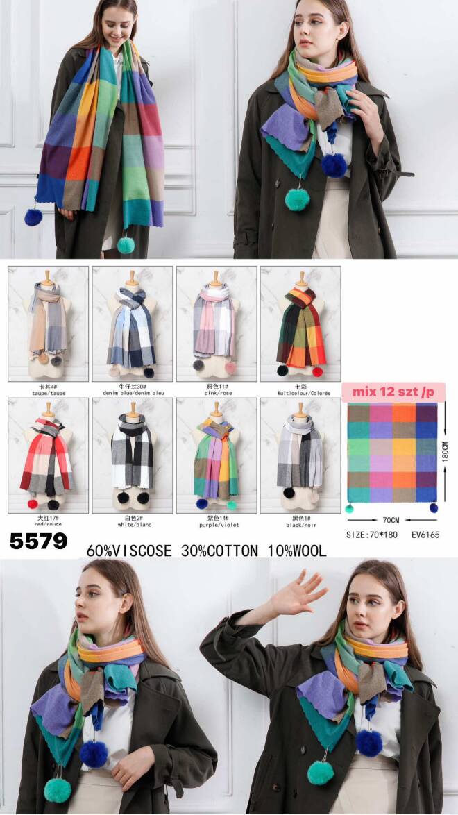 Szaliki damskie 5579 Mix KOLOR  Standard