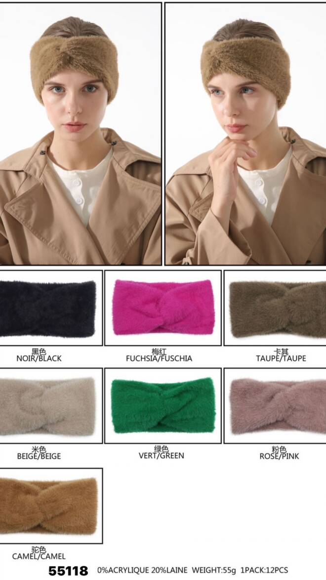 Opaska damskie zimowa 55118 Mix KOLOR  Standard