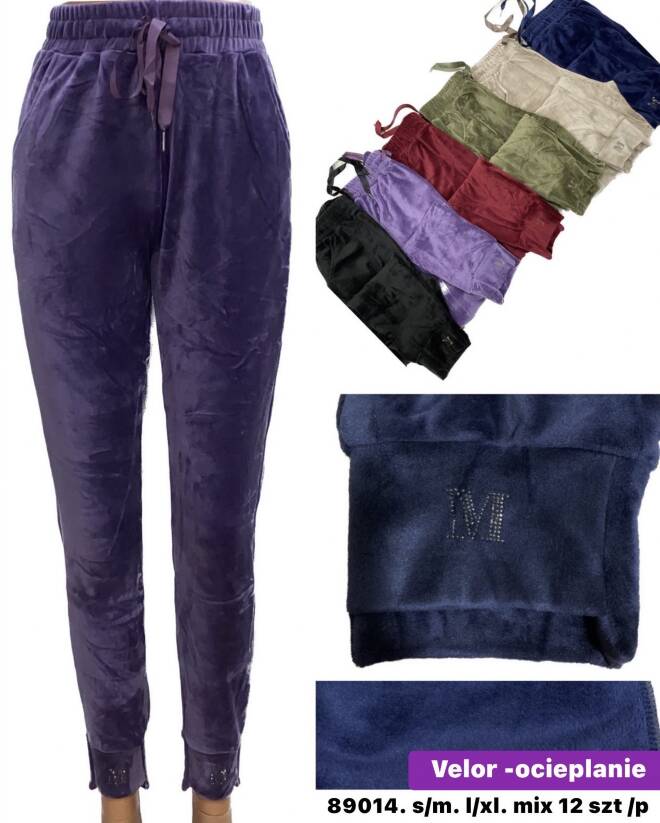 Spodnie welur damskie 89014 Mix KOLOR  S/M-L/XL 1