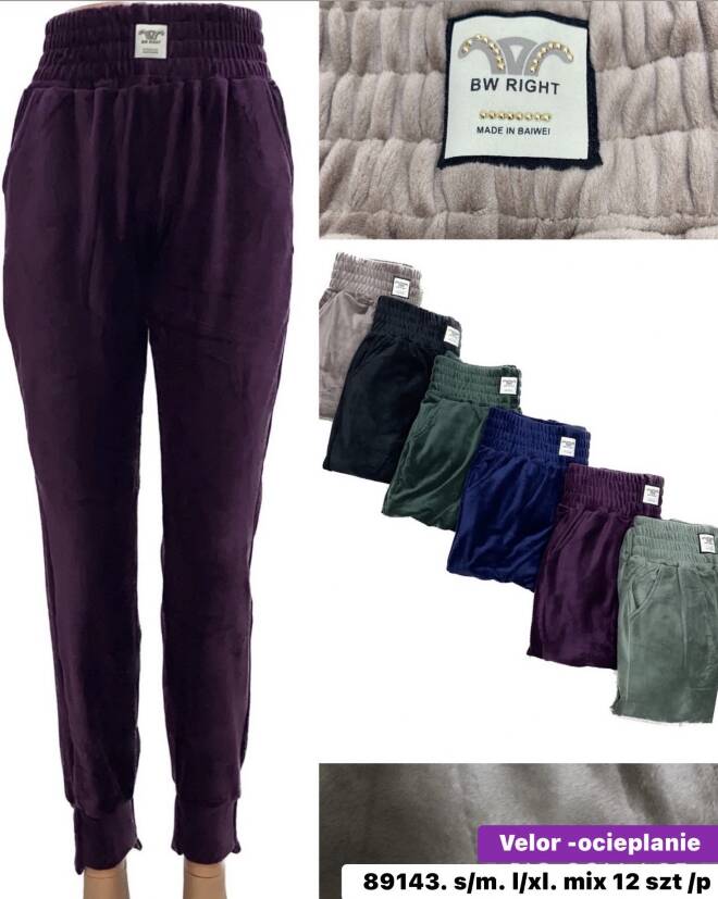 Spodnie welur damskie 89143 Mix KOLOR  S/M-L/XL 1
