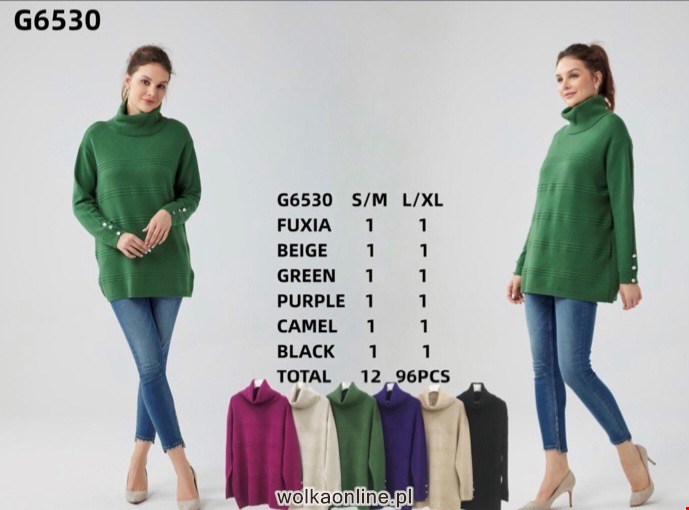 Sweter damskie G6530 Mix KOLOR  S/M-L/XL