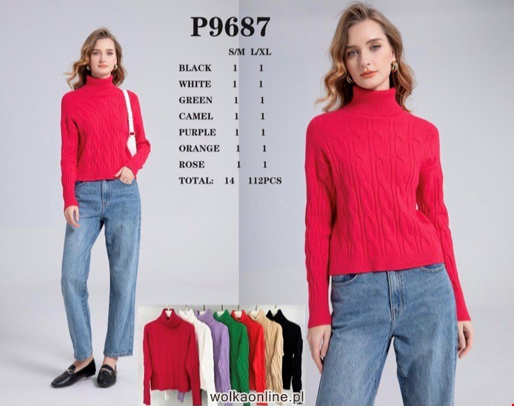 Sweter damskie P9687 Mix KOLOR  S/M-L/XL