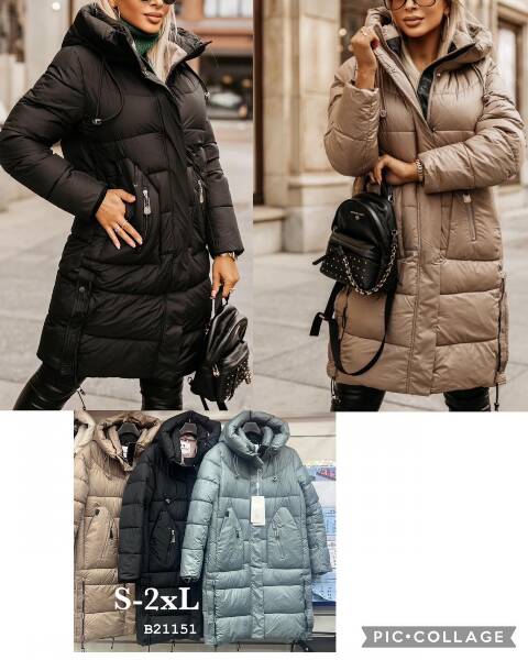 Płaszcze damskie zimowe B21151 1 kolor S-2XL