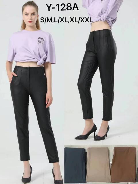 Spodnie z eko-skóry damskie Y-128A 1 kolor S-2XL 1