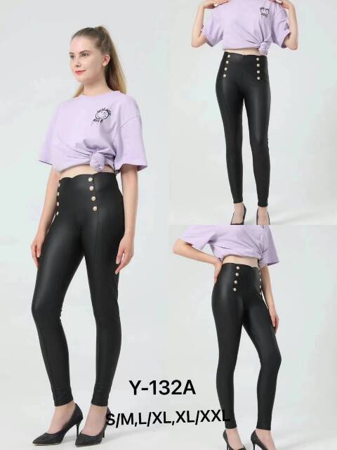 Spodnie z eko-skóry damskie Y-132A 1 kolor S-2XL 1