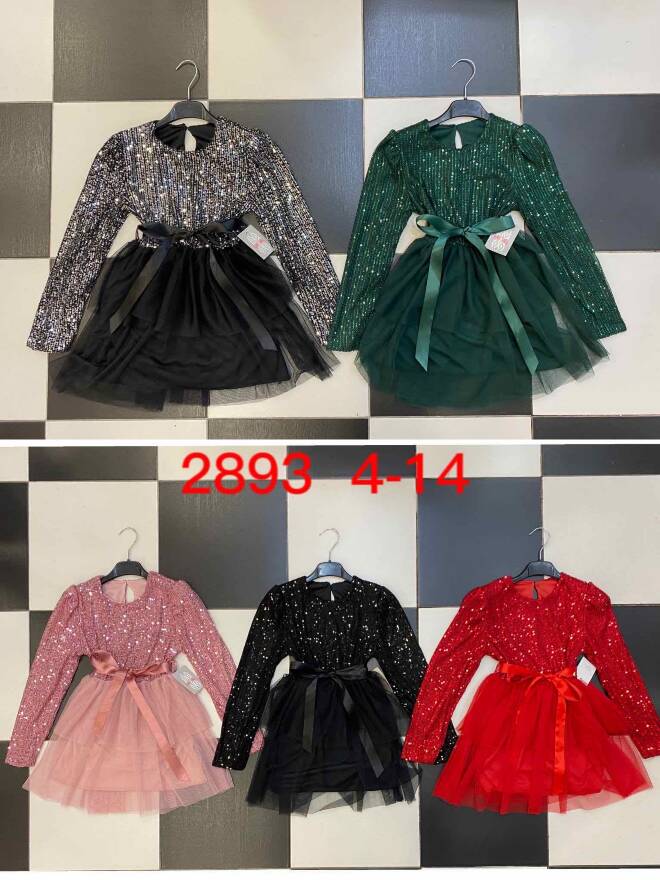 Sukienka  dziewczęca 2893 1 kolor  4-14