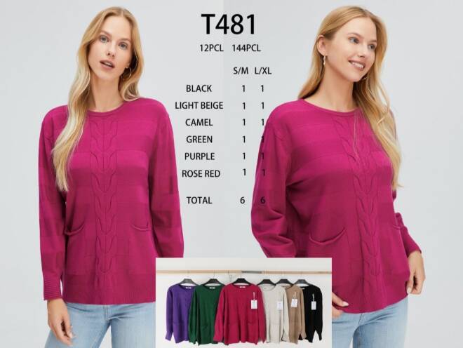 Sweter damskie T481 Mix KOLOR  S/M-L/XL 1