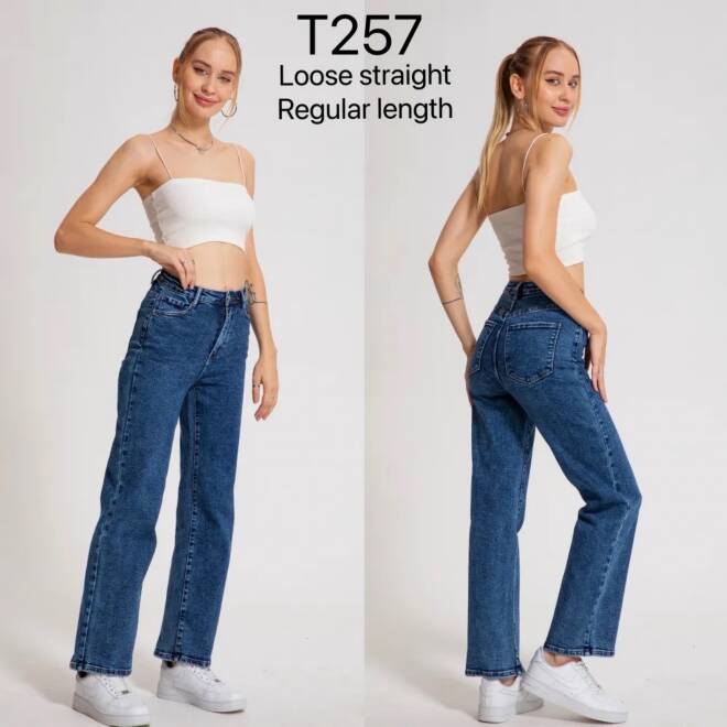 Jeansy damskie T257 1 kolor  34-42