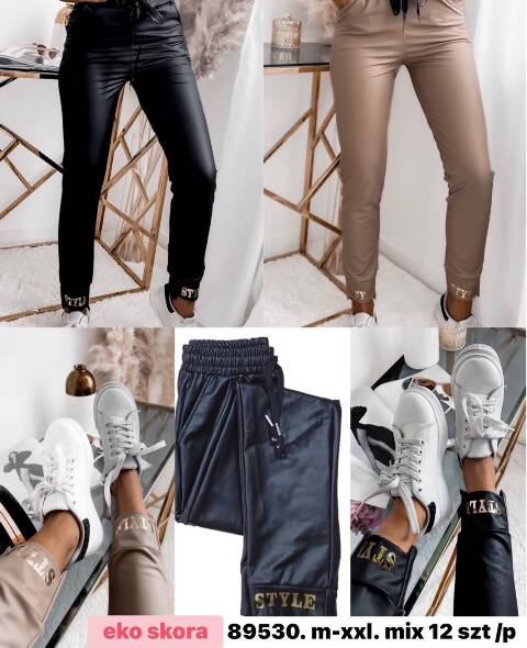 Spodnie z eko-skóry damskie 89530 Mix kolor M-2XL