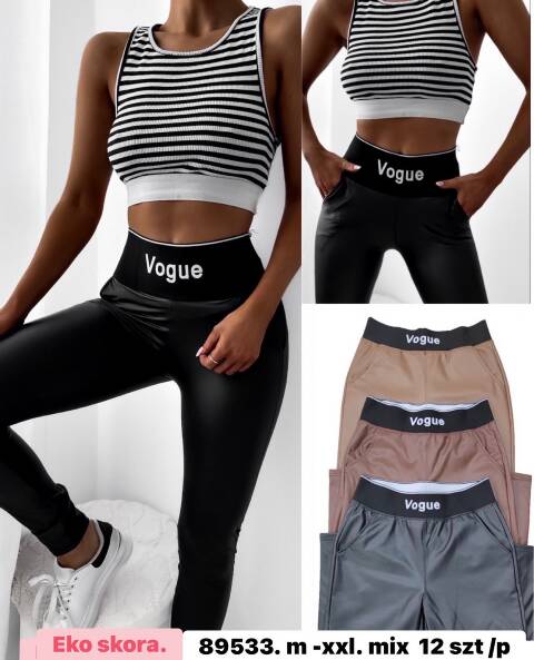 Spodnie z eko-skóry damskie 89533 Mix kolor M-2XL