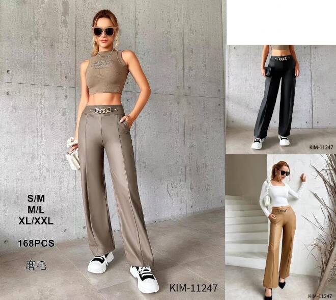 Spodnie skórzane damskie 11247 Mix KOLOR  S-2XL (Towar Polskie)