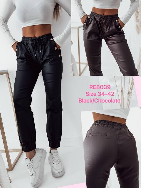 Spodnie z eko-skóry damskie RE8039 1 kolor 34-42