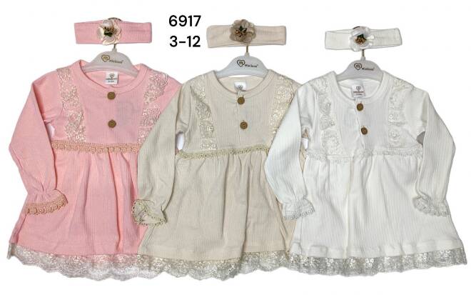 Sukienka dziewczęca 6917 Mix KOLOR  3-12 m (Towar Tureckie)