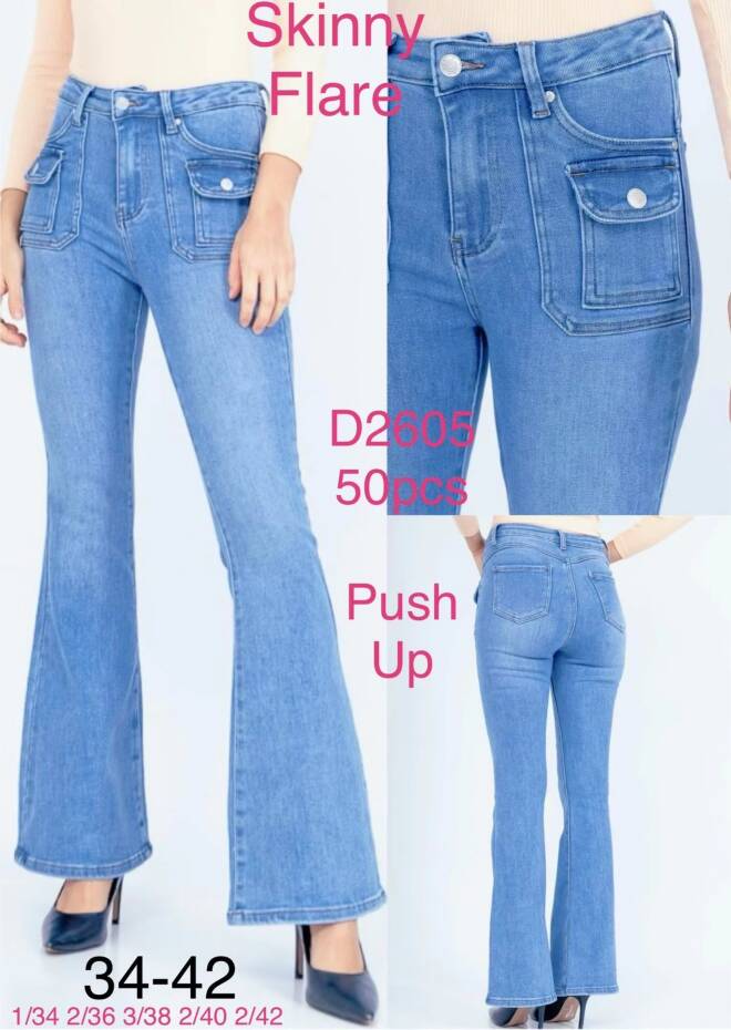Jeansy damskie D2605 1 kolor  34-42 1