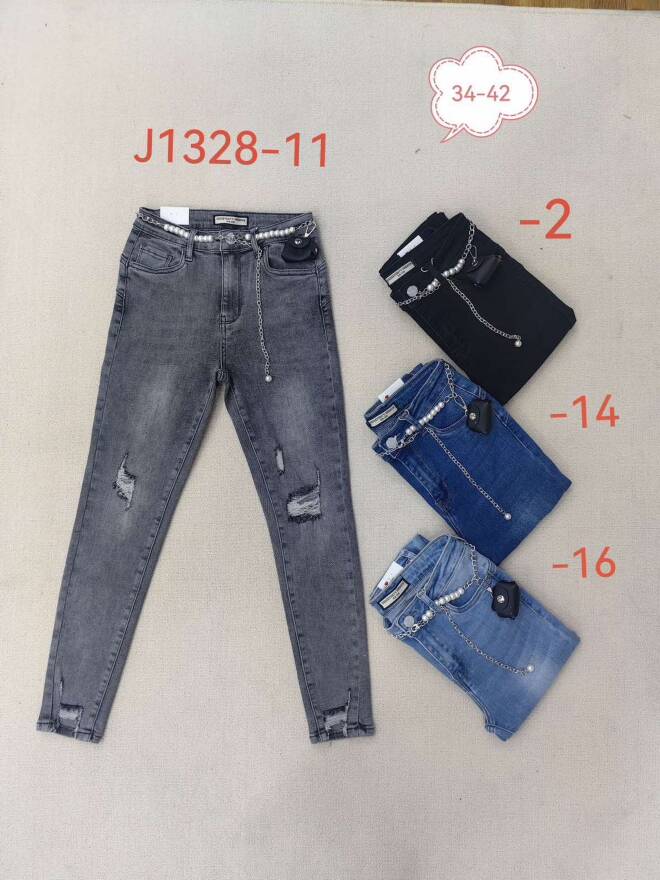 Jeansy damskie J1328-11 1 kolor  34-42 1