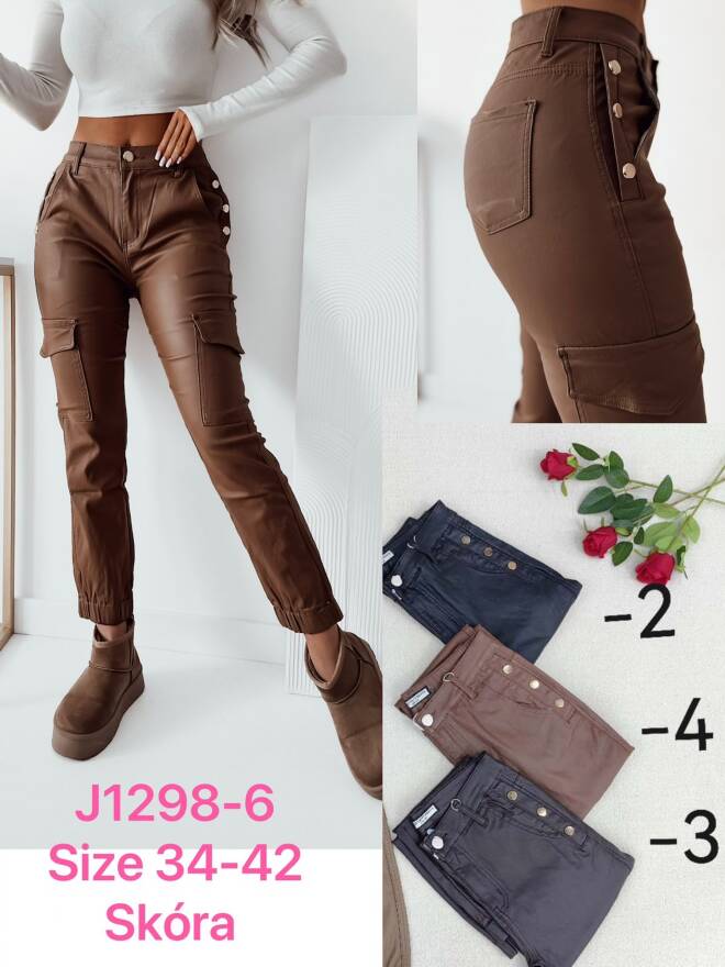Spodnie z eko-skóry damskie J1298-6 1 kolor  34-42 1