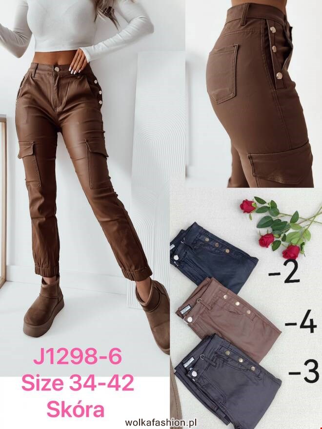Spodnie z eko-skóry damskie J1298-6 1 kolor  34-42