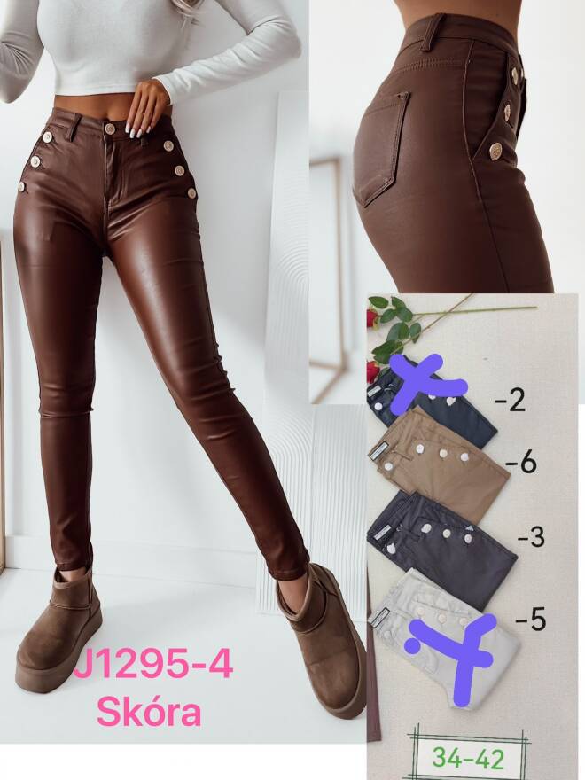 Spodnie z eko-skóry damskie J1295-4 1 kolor  34-42