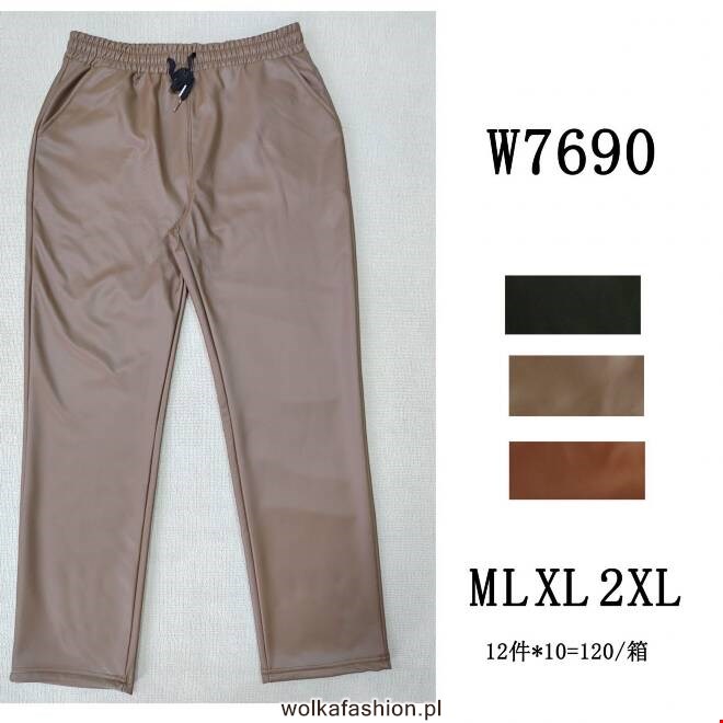 Spodnie z eko-skóry damskie W7690 MIX KOLOR  M-2XL