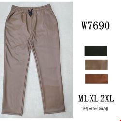 Spodnie z eko-skóry damskie W7690 MIX KOLOR  M-2XL