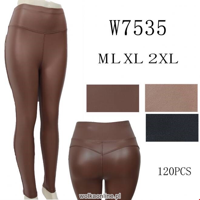 Spodnie z eko-skóry damskie W7535 MIX KOLOR  M-2XL