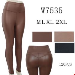 Spodnie z eko-skóry damskie W7535 MIX KOLOR  M-2XL