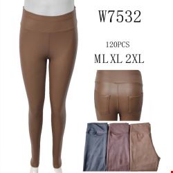Spodnie z eko-skóry damskie W7532 MIX KOLOR  M-2XL