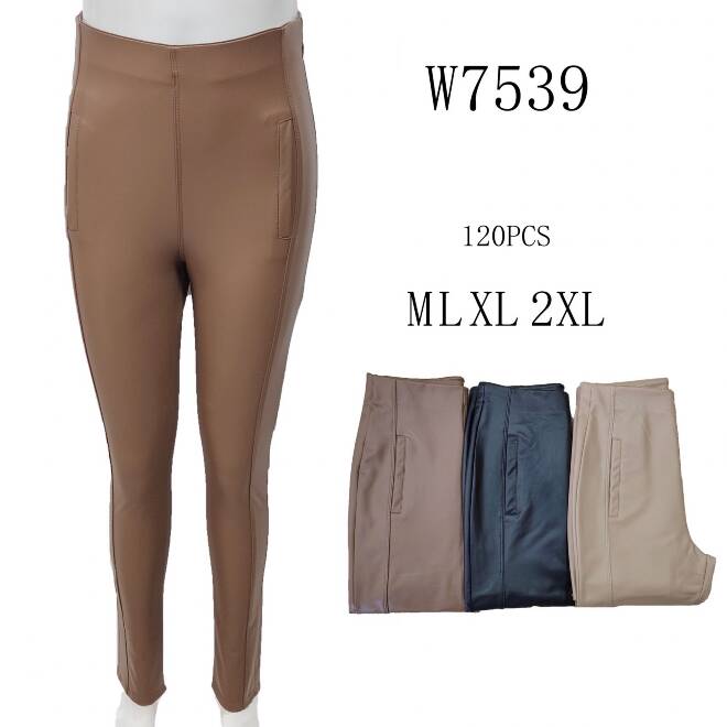Spodnie z eko-skóry damskie W7539 MIX KOLOR  M-2XL 1