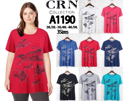 Bluzka damskie A1190 Mix kolor 2XL-5XL