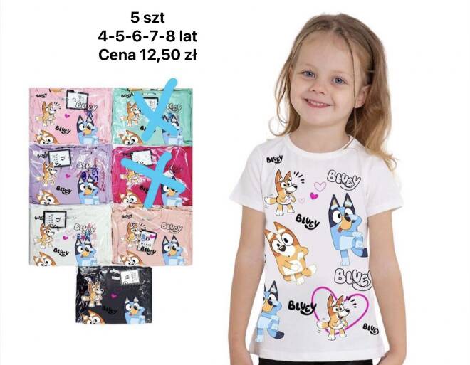 Bluzki dziewczęce 1782 MIX KOLOR 4-8 1