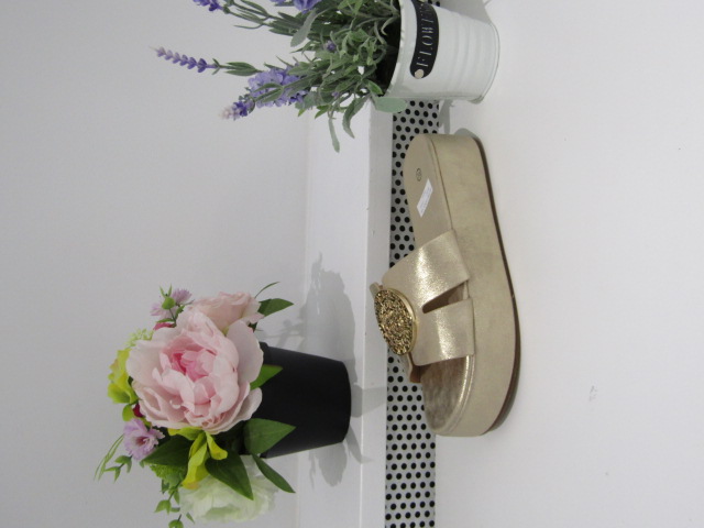 Klapki Damskie F387 GOLD 36-41