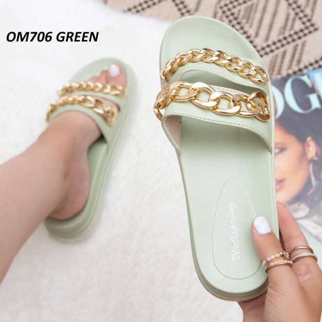 Klapki Damskie  OM706 GREEN 36-41 1