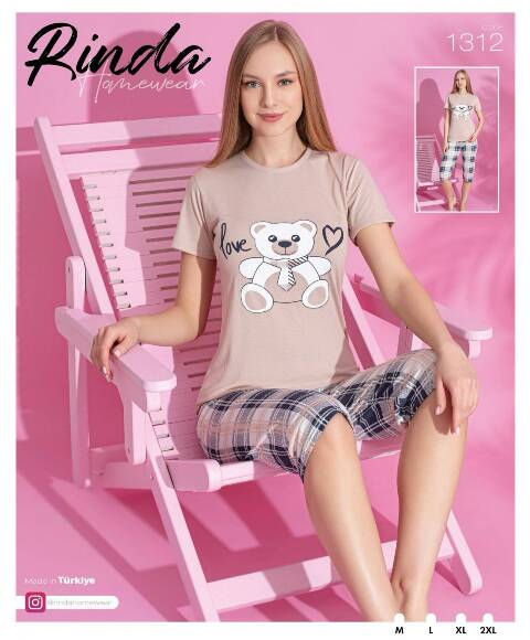 Piżama damskie 1312 1 kolor M-2XL (Towar Tureckie)