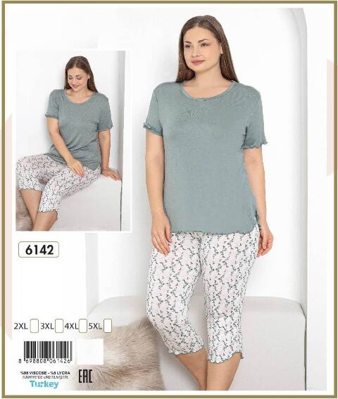 Piżama damskie 6142 1 kolor 2-5XL (Towar Tureckie)