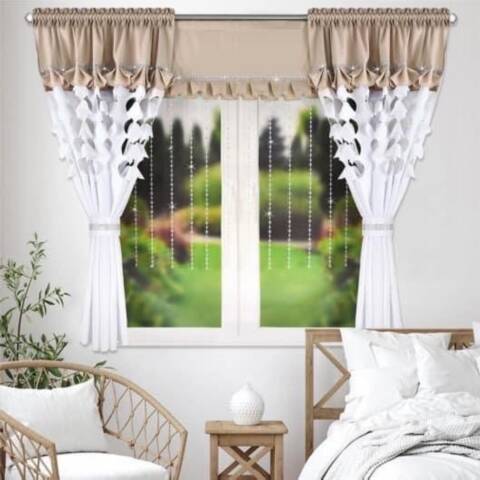 Komplet Firanki gotowy R14 Mix kolor 120x145;160x145 1