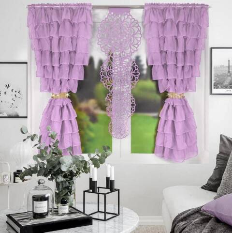 Komplet Firanki gotowy R15 Mix kolor 145X160; 50X135